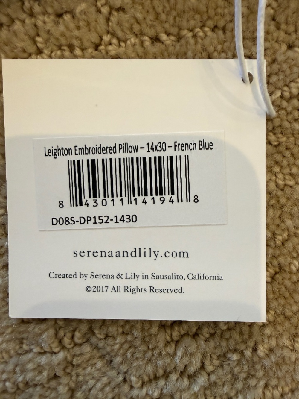 NWT Serena & Lily Leighton pillow cover 14"x30" - Picture 2 of 3